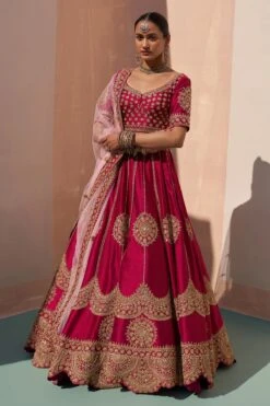 Wine Double Dupatta Lehenga Set -Lillys Clothing Shop ASL6603