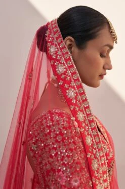 Red Double Dupatta Lehenga Set -Lillys Clothing Shop ASL7888