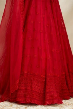 Red Organza Lehenga Set -Lillys Clothing Shop ASTC1022106 4