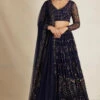 Blue Thread With Sequence Work Lehenga Set -Lillys Clothing Shop ASTC1022109 1