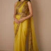 Yellow Organza Sequence And Beads Saree Set -Lillys Clothing Shop ASTC102288 1