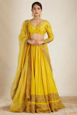 Mustard Chanderi Lehenga Set