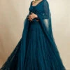 Teal Blue Thread Work Lehenga Set