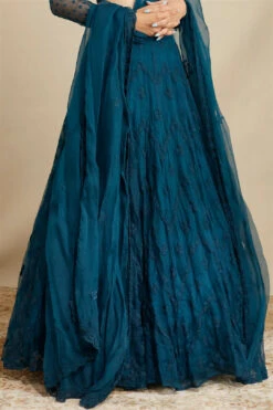 Teal Blue Thread Work Lehenga Set -Lillys Clothing Shop ASTC112202 3