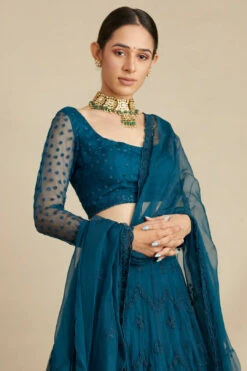 Teal Blue Thread Work Lehenga Set -Lillys Clothing Shop ASTC112202 4
