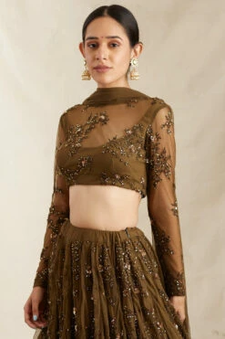 Dark Green Thread Work Lehenga Set -Lillys Clothing Shop ASTC112205 4