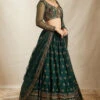Emerald Green Raw Silk Lehenga Set -Lillys Clothing Shop ASTC112207 1