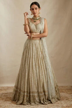 Light Mint Chanderi Silk Lehenga Set