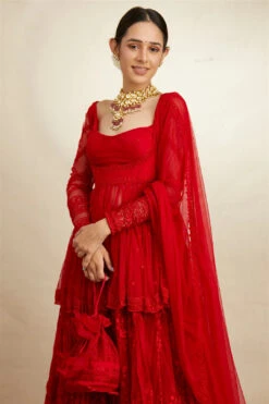 Red Peplum And Sharara Set -Lillys Clothing Shop ASTC112214 4