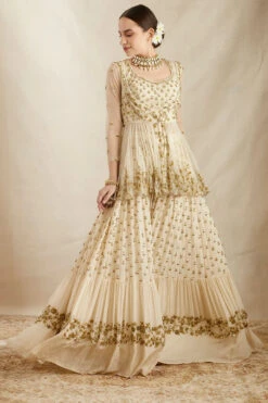 Off White Georgette Flare Sharara Set