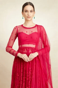 Hot Pink Thread Sharara Set -Lillys Clothing Shop ASTC112228 4