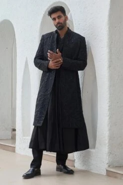 Zabir Embroidered Sherwani Angrakha Set