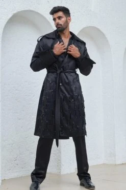 Aahil Embroidered Trench Coat With Pants