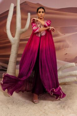 Fuschia Purple Shaded Pleated Cape With Embroidered Yoke And Sleeve -Lillys Clothing Shop Adi7649copy 1920x.progressive d807af15 fb10 468a bcfb 969d4307f673