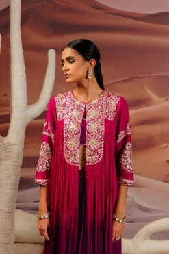 Fuschia Purple Shaded Pleated Cape With Embroidered Yoke And Sleeve -Lillys Clothing Shop Adi7679copy 1920x.progressive 72a4ac17 6e69 4a82 b191 f4144d468217
