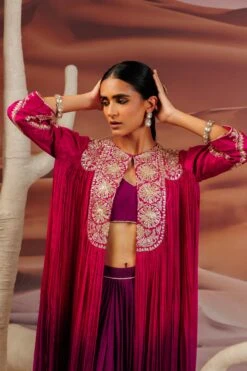 Fuschia Purple Shaded Pleated Cape With Embroidered Yoke And Sleeve -Lillys Clothing Shop Adi7682copy 1920x.progressive e700b93d c055 4565 a32b a04bab1c7a72