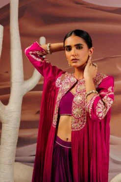 Fuschia Purple Shaded Pleated Cape With Embroidered Yoke And Sleeve -Lillys Clothing Shop Adi7684copy 1920x.progressive 6f3a6656 a416 4bdb b55f e442f6163886