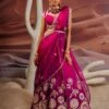 Fuschia Purple Ombre Shaded 10 Kali Lehenga With Embroidered Belt