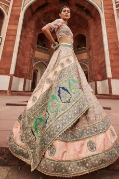 Pink Woven Bandhani Banarasi Pattern Lehenga Set