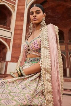 Pink Banarasi Bandhani And Zardozi Embroidered Lehenga Set -Lillys Clothing Shop Aditi Gupta A 04.03.230812 0397650001682681768