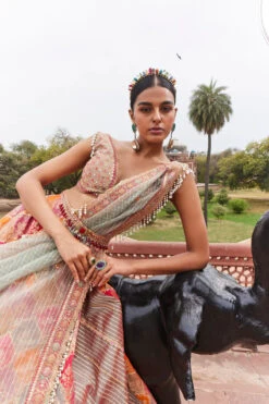 Coral Woven Banarsi Chanderi Lehenga -Lillys Clothing Shop AditiGuptaA04.03.230695