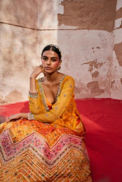 Mustard Patola Chevron Lehenga With Kurta -Lillys Clothing Shop AditiGuptaA04.03.237081