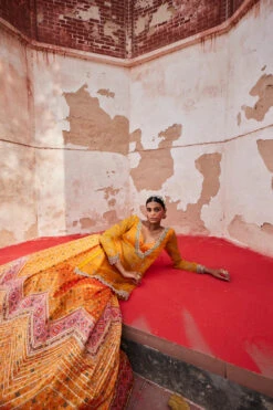 Mustard Patola Chevron Lehenga With Kurta -Lillys Clothing Shop AditiGuptaA04.03.237094