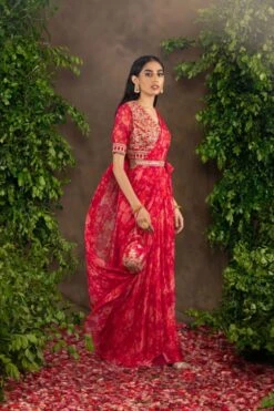 Red Floral Printed Drape Sari -Lillys Clothing Shop AdityaKhandelwl Moomal 27 510x 2x.progressive 4779a489 722d 4962 b01d bf39ee7cf94f