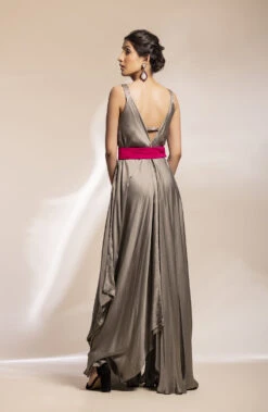 Grey Drape Dress With An Overlay Jacket -Lillys Clothing Shop BA4F1BD5 FC38 4AEF B75D 16105CA19808