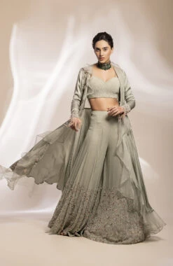 Sage Green Modal Silk Open Jacket