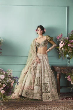 Black & Green Lehenga With French Chateau Elements