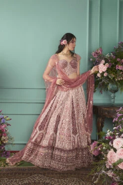Rust/Rose Lehenga With French Chateau Elements -Lillys Clothing Shop Bindani Grain 21 07 239292