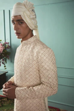 Pearled Ivory Sherwani Set -Lillys Clothing Shop Bindani Grain 21 07 239590