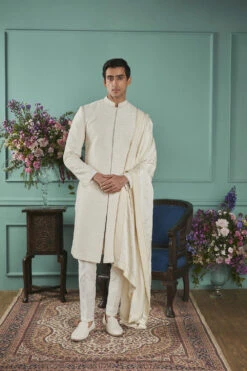 Winter White Sherwani Set