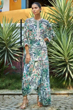 Kaftan Top With Draped Skirt