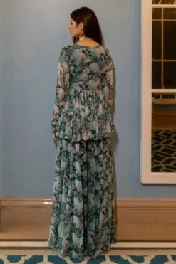 Turquoise Green Geometric Floral Printed Peplum Palazzo -Lillys Clothing Shop DAJ05394 1600x 755573f9 e41c 48e3 8625 c240d443aa85