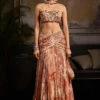 Beige & Rust Print And Highlighted Lehenga Set -Lillys Clothing Shop DR 14106