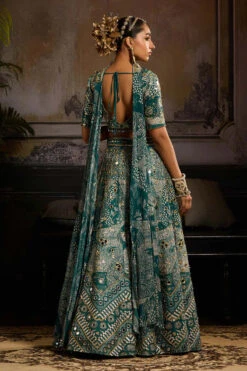 Teal Print And Highlighted Sharara Set -Lillys Clothing Shop DR 14910