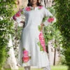 Ivory Boatneck Hand Painted Kurta Set -Lillys Clothing Shop DSC03961