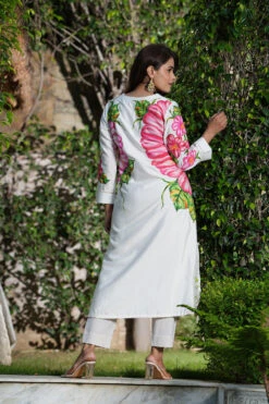 Ivory Boatneck Hand Painted Kurta Set -Lillys Clothing Shop DSC03992