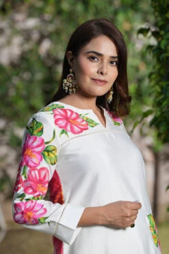 Ivory Boatneck Hand Painted Kurta Set -Lillys Clothing Shop DSC03993