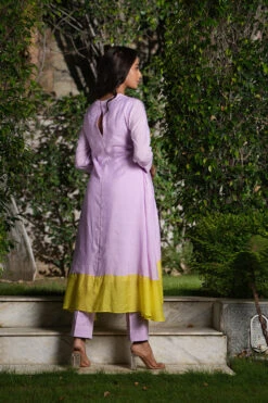 Lilac Round Neck Quilted A-Line Kurta Set -Lillys Clothing Shop DSC04162