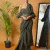 Olive Green Saree Set With Waistbelt -Lillys Clothing Shop DSC09276insta