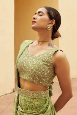 Green Printed Pre Draped Saree -Lillys Clothing Shop DSC 2405 1600x cb326cb3 9298 4b3c 9859 21ba018c387d