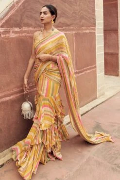 Multi Coloured Striped Saree