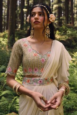 White Pre Draped Ruffle Saree -Lillys Clothing Shop DSC 5508 1600x ac17f69e 81a2 44a9 80f4 d43afb628008