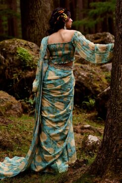 Teapot Blue Big Rose Print Pre-Draped Saree Set 6 Teapot Blue Big Rose Print Pre-Draped Saree Set -Lillys Clothing Shop DSC 6525 1600x 0c0d9aaf a9f7 4271 93ce 5f0c38dd18f8