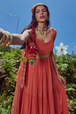 Sherbet Orange Georgette Maxi Dress -Lillys Clothing Shop DSC 7104 1 1600x b44901e3 cc56 4255 835e 0fe5876292ed