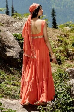 Sherbet Orange Georgette Maxi Dress -Lillys Clothing Shop DSC 8278 1600x 1c6726a4 d74e 4d76 84f3 f307c54ad775