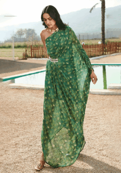 Green Georgette Kaftan Dress